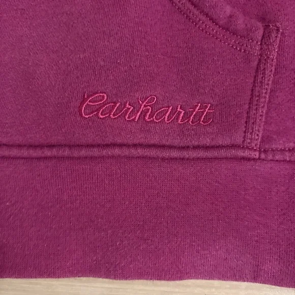 Carhartt Purple 1/4 Zip Hoodie
Embroidered Logo Slightly Distressed
Women's Sz L - Picture 4 of 8